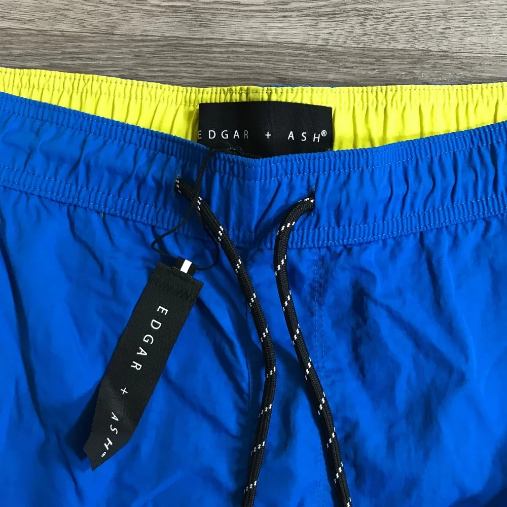 Edgar + Ash Mens Blue Nylon Cargo Swim Trunks Shorts Size Large NWT